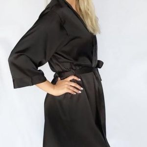 Ambrielle Black Satin Robe